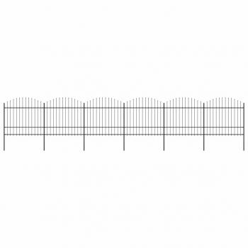 ARDEBO.de - Gartenzaun mit Speerspitzen Stahl (1,5 - 1,75) x 10,2 m Schwarz