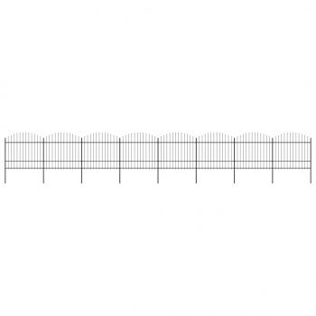 ARDEBO.de - Gartenzaun mit Speerspitzen Stahl (1,5 - 1,75) x 13,6 m Schwarz