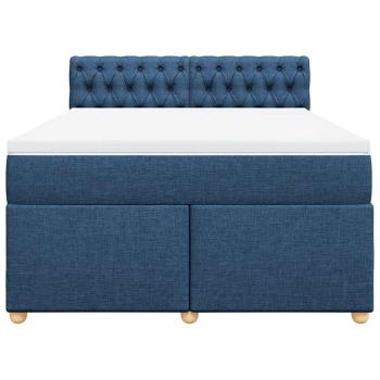Boxspringbett mit Matratze Blau 140x190 cm Stoff