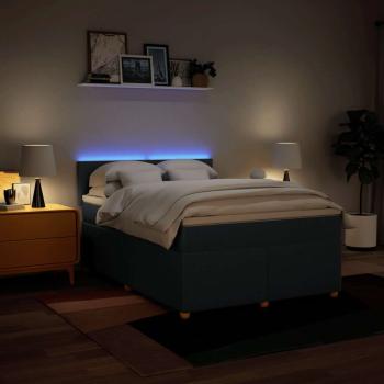 Boxspringbett mit Matratze Blau 140x190 cm Stoff