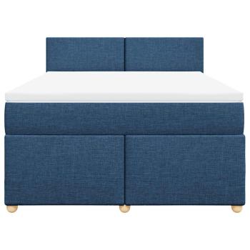 Boxspringbett mit Matratze Blau 140x190 cm Stoff