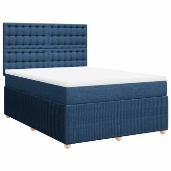 ARDEBO.de - Boxspringbett mit Matratze Blau 140x190 cm Stoff