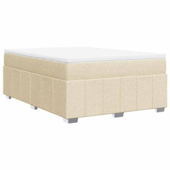 ARDEBO.de - Boxspringbett mit Matratze Creme 140x190 cm Stoff