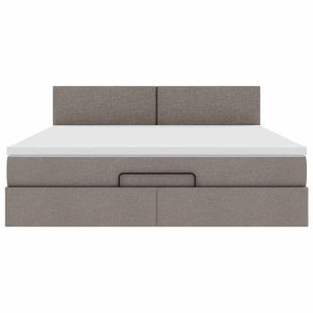 Ottomane Bett mit Matratze & LEDs Taupe 180x200 cm Stoff