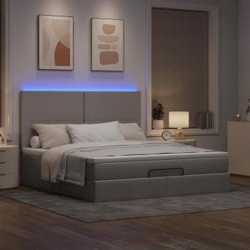 Ottoman-Bett mit Matratze & LEDs Taupe 180x200 cm Stoff