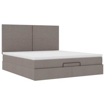 Ottoman-Bett mit Matratze & LEDs Taupe 180x200 cm Stoff