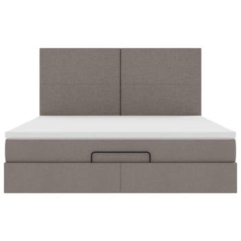 Ottoman-Bett mit Matratze & LEDs Taupe 180x200 cm Stoff