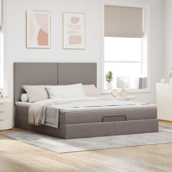 Ottoman-Bett mit Matratze Taupe 180x200 cm Stoff