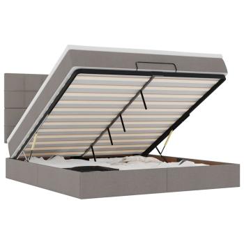 Ottoman-Bett mit Matratze Taupe 180x200 cm Stoff