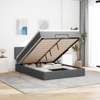 ARDEBO.de - Ottoman-Bett mit Matratze Dunkelgrau 140x190 cm Stoff