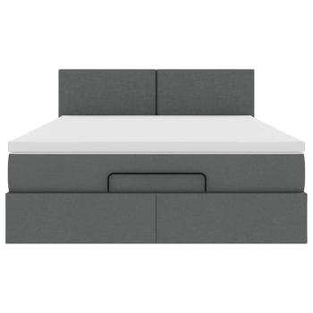 Ottoman-Bett mit Matratze Dunkelgrau 140x190 cm Stoff