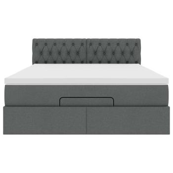 Ottoman-Bett mit Matratze Dunkelgrau 140x190 cm Stoff