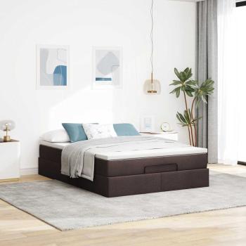 Ottoman-Bett mit Matratze Dunkelbraun 140x190 cm Stoff