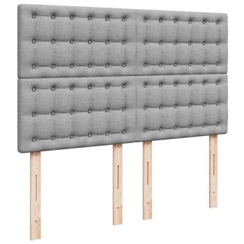 Ottoman-Bett mit Matratze & LEDs Hellgrau 140x190 cm Stoff