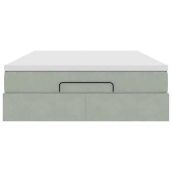 Ottoman-Bett mit Matratze Hellgrau 140x200 cm Samt