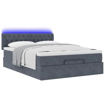 Ottoman-Bett mit Matratze & LEDs Dunkelgrau 140x190 cm Samt