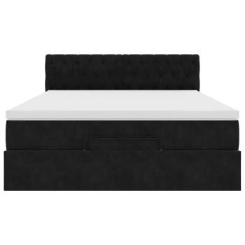 Ottoman-Bett mit Matratze Schwarz 140x190 cm Samt