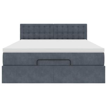 Ottoman-Bett mit Matratze Dunkelgrau 140x190 cm Samt