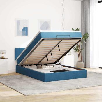 ARDEBO.de - Ottoman-Bett mit Matratze Dunkelblau 140x190 cm Samt