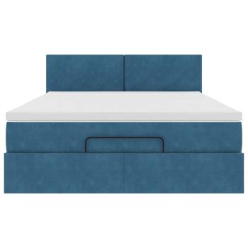 Ottoman-Bett mit Matratze Dunkelblau 140x190 cm Samt