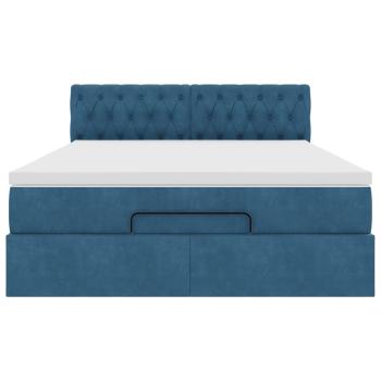 Ottoman-Bett mit Matratze Dunkelblau 140x190 cm Samt