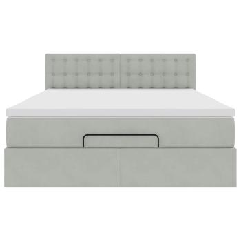 Ottoman-Bett mit Matratze Hellgrau 140x200 cm Samt