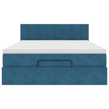 Ottoman-Bett mit Matratze & LEDs Dunkelblau 140x190 cm Samt