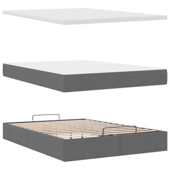 Ottoman-Bett mit Matratze & LEDs Dunkelgrau 140x190 cm Stoff