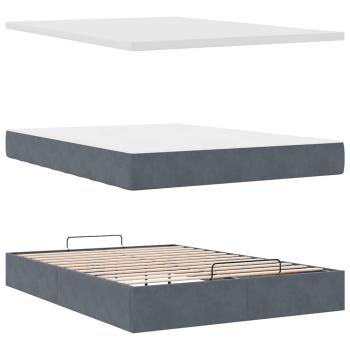 Ottoman-Bett mit Matratzen & LEDs Dunkelgrau 140x190 cm Samt