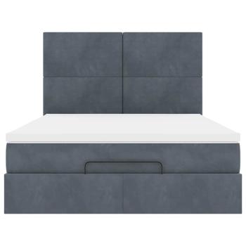 Ottoman-Bett mit Matratzen & LEDs Dunkelgrau 140x190 cm Samt
