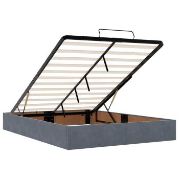 Ottoman-Bett mit Matratzen & LEDs Dunkelgrau 140x190 cm Samt