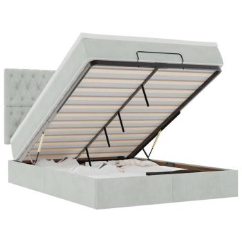 Ottoman-Bett mit Matratzen & LEDs Hellgrau 140x200 cm Samt