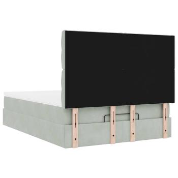 Ottoman-Bett mit Matratzen & LEDs Hellgrau 140x200 cm Samt