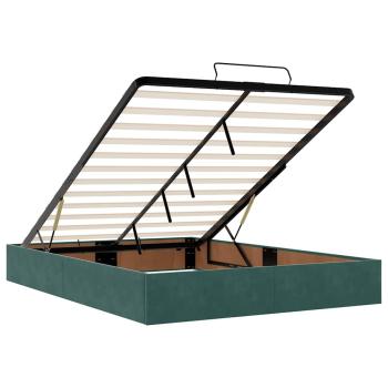 Ottoman-Bett mit Matratzen & LEDs Dunkelgrün 140x200 cm Samt