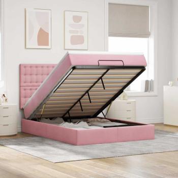 ARDEBO.de - Ottoman-Bett mit Matratzen & LEDs Rosa 140x190 cm Samt