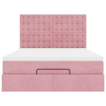 Ottoman-Bett mit Matratzen & LEDs Rosa 140x190 cm Samt