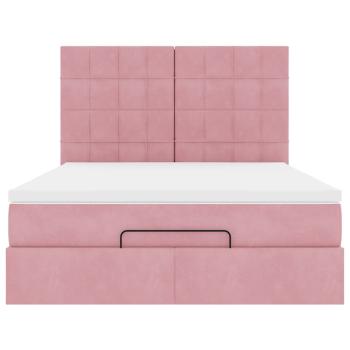 Ottoman-Bett mit Matratzen & LEDs Rosa 140x190 cm Samt