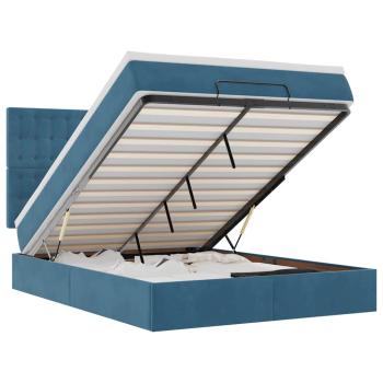 Ottoman-Bett mit Matratzen Dunkelblau 140x190 cm Samt
