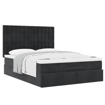 Ottoman-Bett mit Matratzen Schwarz 140x190 cm Samt