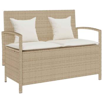 ARDEBO.de - Gartenbank mit Stauraum und Kissen Beige Poly Rattan