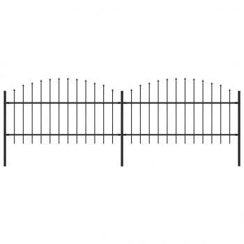 ARDEBO.de - Gartenzaun mit Speerspitzen Stahl (1 - 1,25) x 3,4 m Schwarz