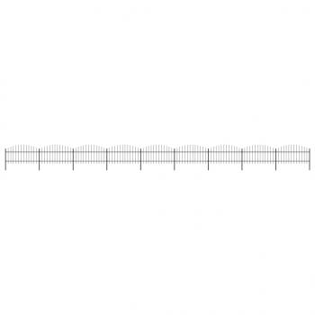 ARDEBO.de - Gartenzaun mit Speerspitzen Stahl (1 - 1,25) x 15,3 m Schwarz