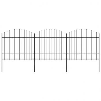 ARDEBO.de - Gartenzaun mit Speerspitzen Stahl (1,5 - 1,75) x 5,1 m Schwarz