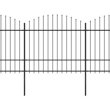 Gartenzaun mit Speerspitzen Stahl (1,5 - 1,75) x 5,1 m Schwarz