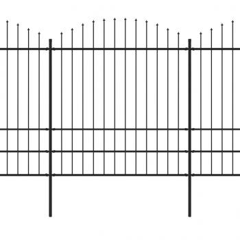 Gartenzaun mit Speerspitzen Stahl (1,75 - 2) x 13,6 m Schwarz