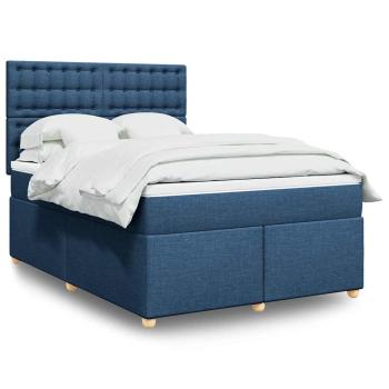 ARDEBO.de - Boxspringbett mit Matratze Blau 140x190 cm Stoff