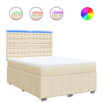 Boxspringbett mit Matratze Creme 140x190 cm Stoff