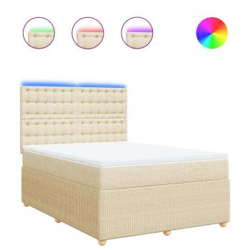 Boxspringbett mit Matratze Creme 140x190 cm Stoff