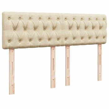 ARDEBO.de - Boxspringbett mit Matratze Creme 140x190 cm Stoff