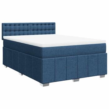 ARDEBO.de - Boxspringbett mit Matratze Blau 140x190 cm Stoff